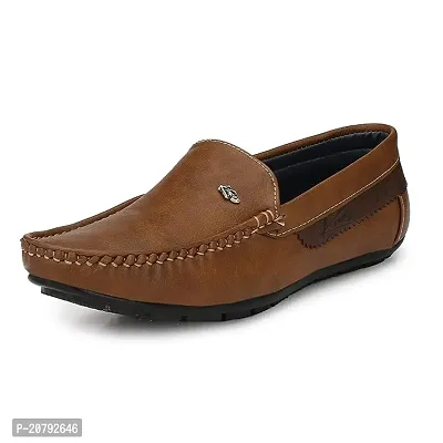 Stylish Tan PVC Solid Loafers For Men-thumb0