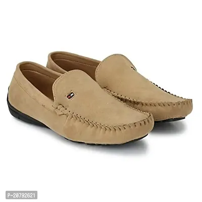 Stylish Tan Velvet Solid Loafers For Men-thumb0