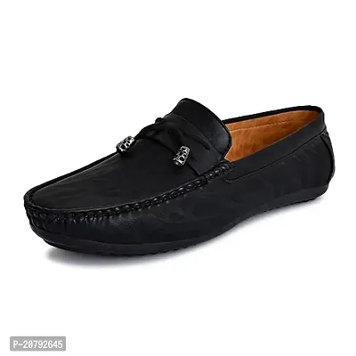 Stylish Black PVC Solid Loafers For Men