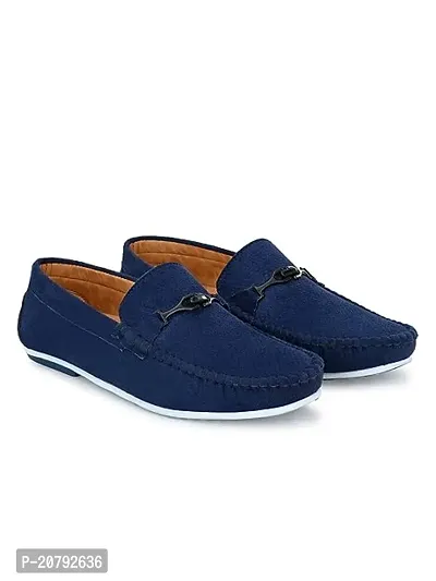 Stylish Blue Velvet Solid Loafers For Men-thumb0