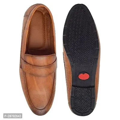 Stylish Tan PVC Solid Loafers For Men