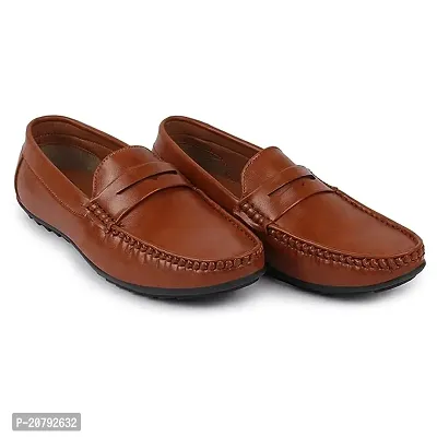 Stylish Brown PVC Solid Loafers For Men