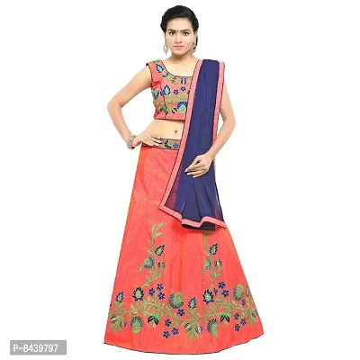 Attractive Art Silk Embroidered Semi Stitched Lehenga Choli-thumb0