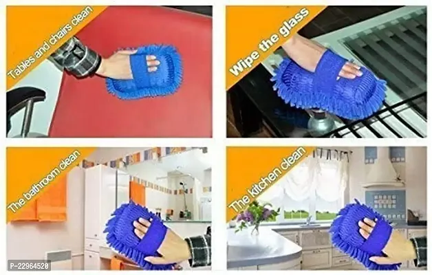 Best Quality Microfiber Car Washing Gloves Sponge For Quality Cleaning Multipurpose Microfiber Dry Cleaning Gloves Sponge For Car and Bike (Color Can Be Different)-thumb3