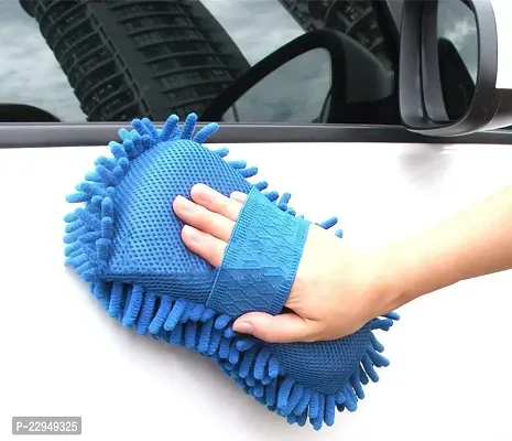 BizNap Dry Cleaning Gloves Sponge | Cleaning Gloves Sponge for Cars | Microfiber Multipurpose Cleaning Wash Gloves Sponge | (Color Can Be Different)