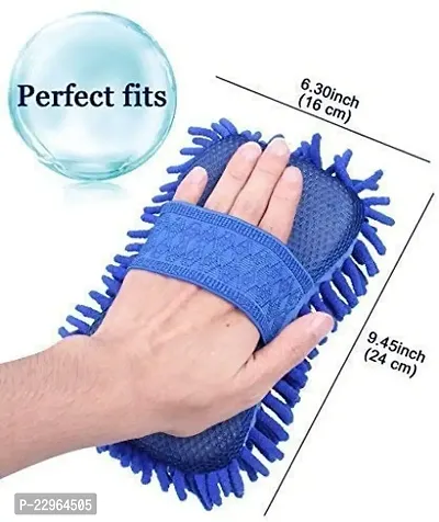 Best Quality Heavy Dry Cleaning Gloves Sponge For Car and Bike Multipurpose Microfiber Cleaning Wash Sponge (Color Can Be Different)-thumb2