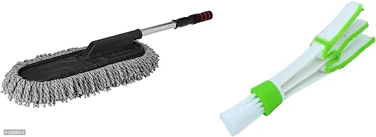 BizNap Microfiber Car Cleaning Duster with Car A/c Vents Cleaning Brush Combo Pack (Color can be Different)