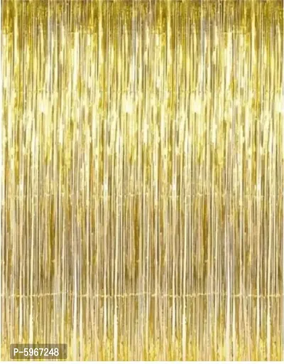 Golden Foil Curtain Pack of 2 for Birthday, Anniversary Marriage and Bachelorette Decoration(Made in India)-thumb3