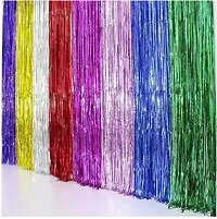 Multicolor Foil Curtain Pack of 2 for Birthday, Anniversary Marriage and Bachelorette Decoration(Made in India)-thumb1