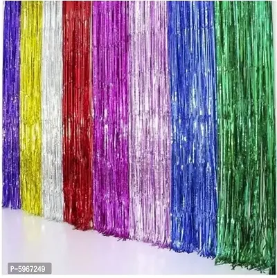 Multicolor Foil Curtain Pack of 2 for Birthday, Anniversary Marriage and Bachelorette Decoration(Made in India)-thumb2