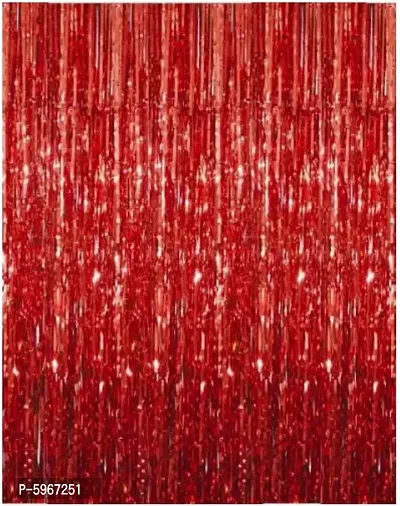 Red Foil Curtain Pack of 2 for Birthday, Anniversary Marriage and Bachelorette Decoration-thumb0