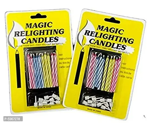 Birthday Party Magic Relighting Wax Candles (5 Packet, 10 Candles in Each Packet)