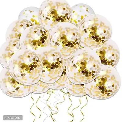 Golden Confetti Rubber Balloons For Decoration _ 15Pcs Golden Decorating Balloon Garland, Helium Balloons For Birthday Decoration In Girls, Boys, Kids Parties Theme Balloon