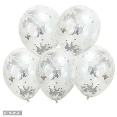 Silver Confetti Rubber Balloons For Decoration _ 15Pcs Silver Decorating Balloon Garland, Helium Balloons For Birthday Decoration In Girls, Boys, Kids Parties Theme Balloon-thumb3