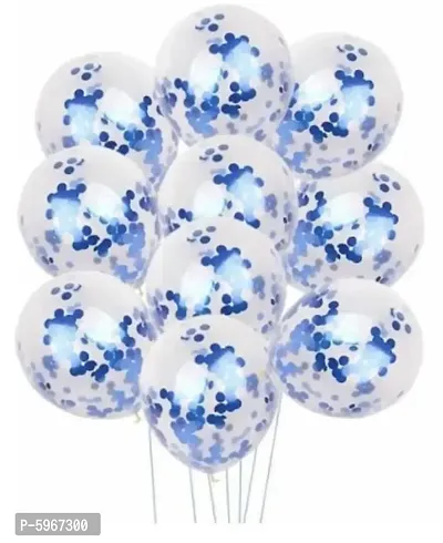 Blue Confetti Rubber Balloons For Decoration _ 15Pcs Blue Decorating Balloon Garland, Helium Balloons For Birthday Decoration In Girls, Boys, Kids Parties Theme Balloon