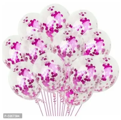 Pink Confetti Rubber Balloons For Decoration _ 15Pcs Pink Decorating Balloon Garland, Helium Balloons For Birthday Decoration In Girls, Boys, Kids Parties Theme Balloon