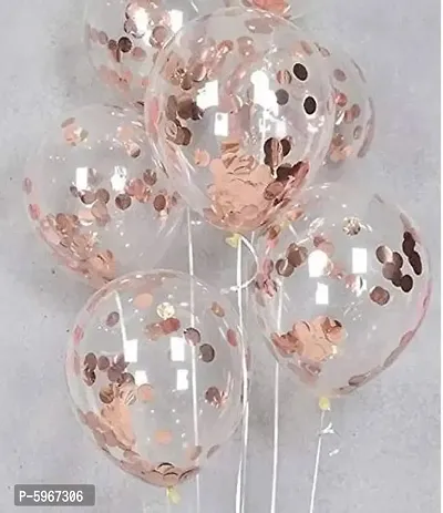 Rose Gold Confetti Rubber Balloons For Decoration _ 15Pcs Rose Gold Decorating Balloon Garland, Helium Balloons For Birthday Decoration In Girls, Boys, Kids Parties Theme Balloon