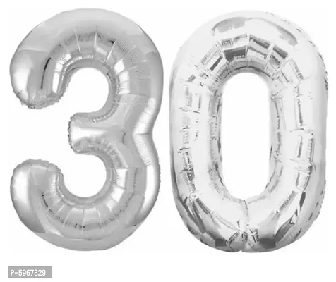 Number Thirty 30 Silver Number Foil Balloon for Birthday Anniversary Celebration