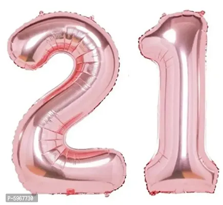 Number Twenty One 21 Rose Gold Number Foil Balloon for Birthday Anniversary Celebration-thumb0