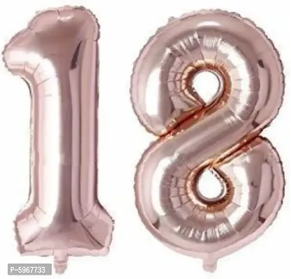 Number Eighteen 18 RoseGold Number Foil Balloon for Birthday Anniversary Celebration