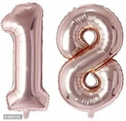 Number Eighteen 18 RoseGold Number Foil Balloon for Birthday Anniversary Celebration-thumb0