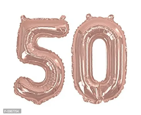 Number Fifty 50 Rose Gold Number Foil Balloon for Birthday Anniversary Celebration-thumb0