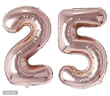 Number Twenty Five 25 Rose Gold Number Foil Balloon for Birthday Anniversary Celebration