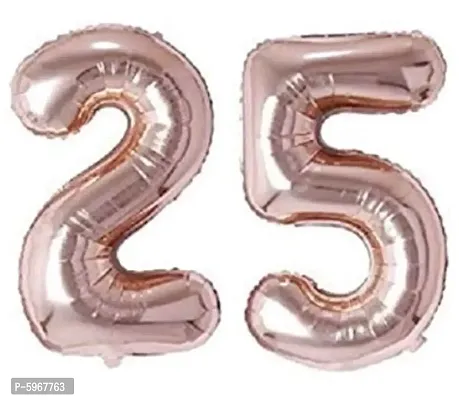 Number Twenty Five 25 Rose Gold Number Foil Balloon for Birthday Anniversary Celebration-thumb0