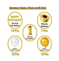 (Pack of 45 Pcs) Combo Theme 1st Birthday Decoration Kit | Combo of Happy Birthday Foil Balloon + 1 Number Foil Balloon+ Metallic Balloons + Ribbon | First Birthday Celebration Combo-thumb2