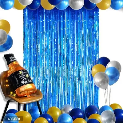 (Pack of 78pcs) Blue Gold Theme Birthday Party Backdrop Decorations Party Supplies Set for Boy and Man-thumb2