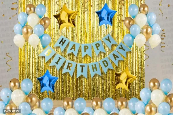 (Pack of 68pcs) Happy Birthday Blue Banner Decorations Kit with Star foil Balloon Combo Set for Baby First Bday, Girlfriend Birthday, Best Surprise Birthday Decoration for Wife Birthday Part-thumb0