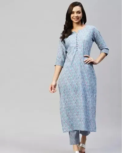 Stylish Womens Blend Straight Kurta With Palazzo