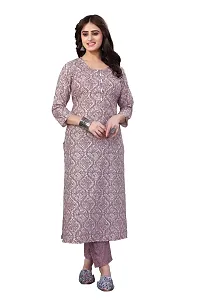 Women's Cotton Blend Straight Printed Kurta Bottom Set-thumb2