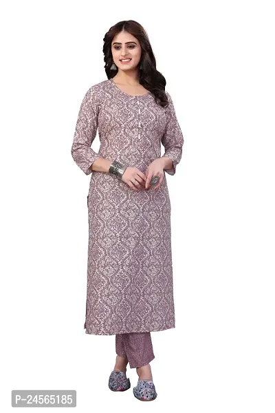 Women's Cotton Blend Straight Printed Kurta Bottom Set-thumb3