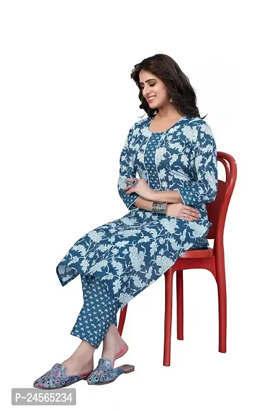 Women's Cotton Blend Straight Printed Kurta Bottom Set-thumb0