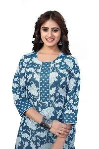 Women's Cotton Blend Straight Printed Kurta Bottom Set-thumb1