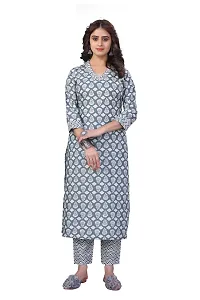 Women's Cotton Blend Straight Printed Kurta Bottom Set-thumb2