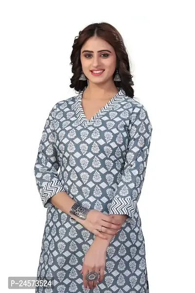 Women's Cotton Blend Straight Printed Kurta Bottom Set-thumb4