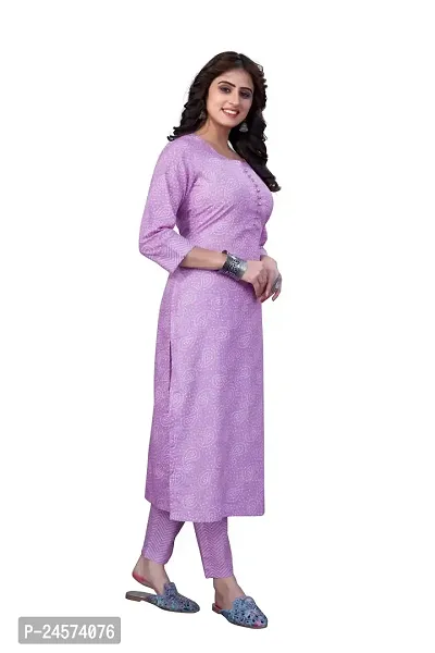 Women's Cotton Blend Straight Printed Kurta Bottom Set-thumb4