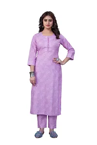 Women's Cotton Blend Straight Printed Kurta Bottom Set-thumb1