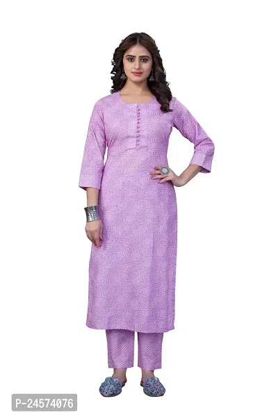 Women's Cotton Blend Straight Printed Kurta Bottom Set-thumb2