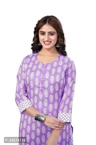 Women's Cotton Blend Straight Printed Kurta Bottom Set-thumb2