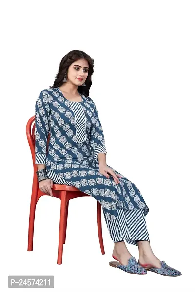 Women's Cotton Blend Straight Printed Kurta Bottom Set