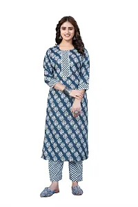 Women's Cotton Blend Straight Printed Kurta Bottom Set-thumb2