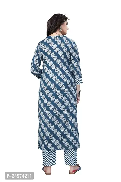 Women's Cotton Blend Straight Printed Kurta Bottom Set-thumb4