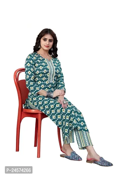 Women's Cotton Blend Straight Printed Kurta Bottom Set