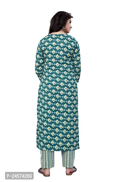 Women's Cotton Blend Straight Printed Kurta Bottom Set-thumb3