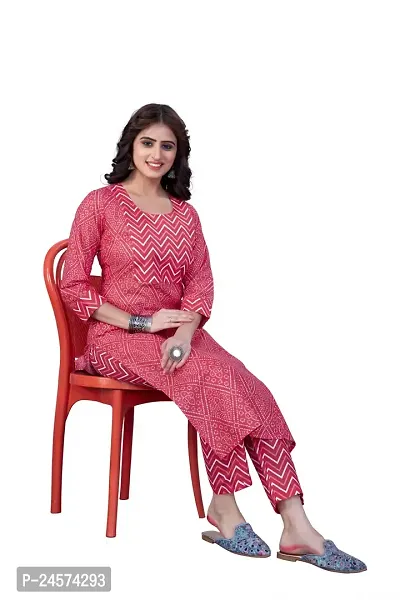 Women's Cotton Blend Straight Printed Kurta Bottom Set-thumb0