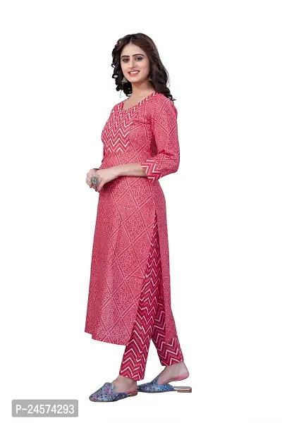 Women's Cotton Blend Straight Printed Kurta Bottom Set-thumb4