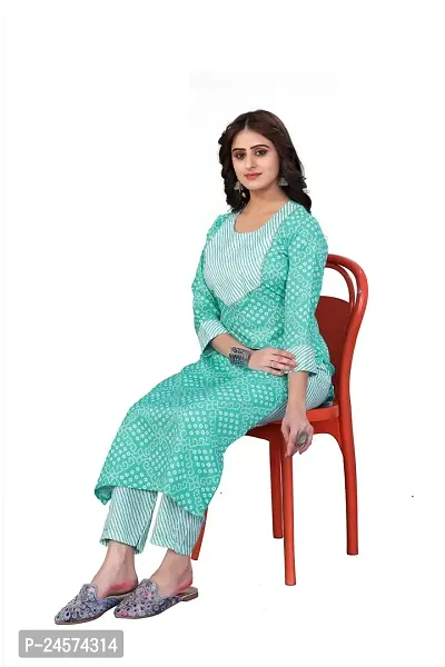 Women's Cotton Blend Straight Printed Kurta Bottom Set